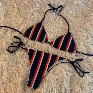 Red, White & Blue Striped Bikini